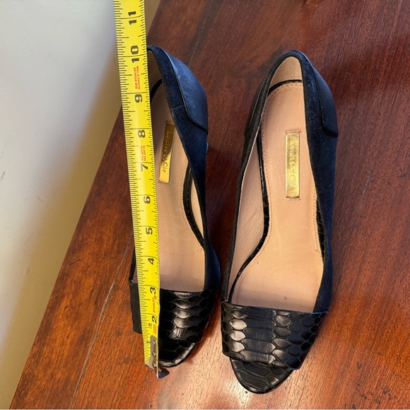 Louise et cie black leather and suede peep toe heels women shoes size 9.5 cute!! - Picture 11 of 11